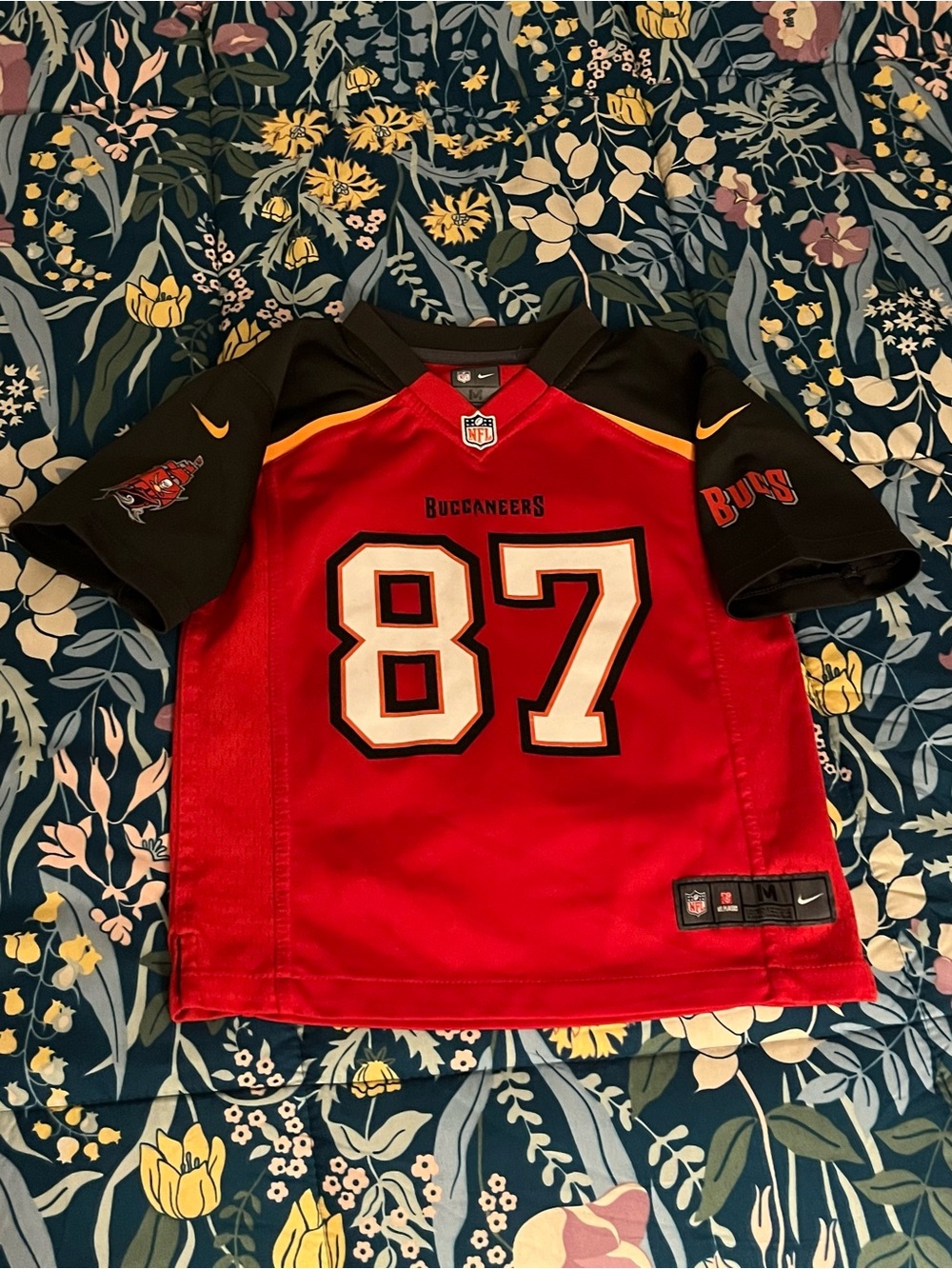 NFL Red and Black Buccaneers Kids #87 Gronkowski Jersey Boys Size 5/6